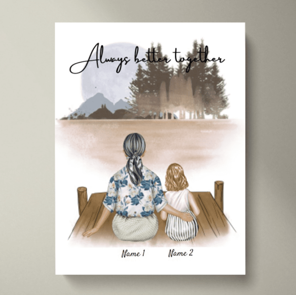 Nonna preferita con i nipoti - Poster Personalizzato (1-2 nipoti)