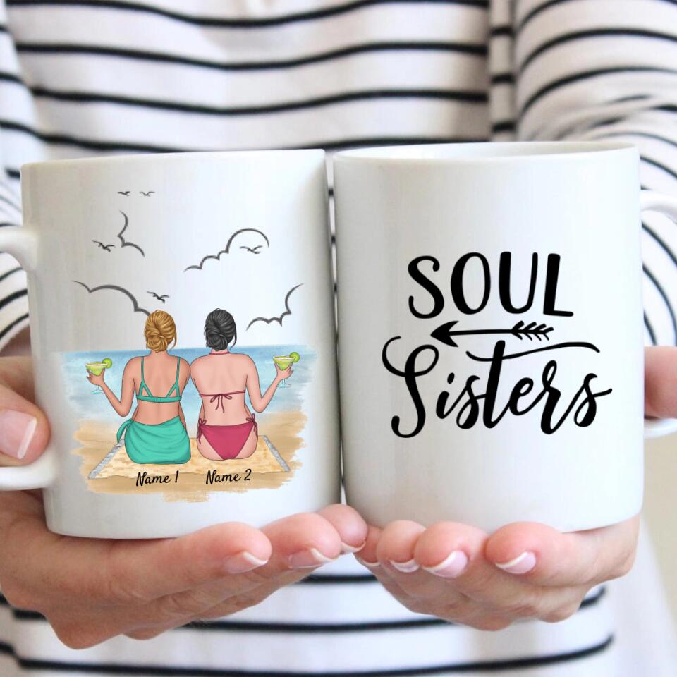 Migliori amici sulla spiaggia - Tazza Personalizzata Edizione estiva (2-3 persone)
