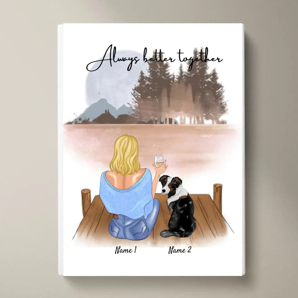 Padrona con animale domestico - Poster Personalizzato (Donna con 1-2 gatti o cani)