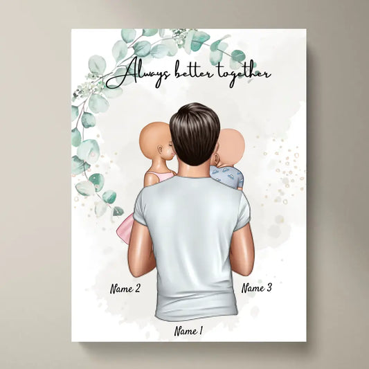 Miglior papà - Poster Personalizzato (Padre con bambini)