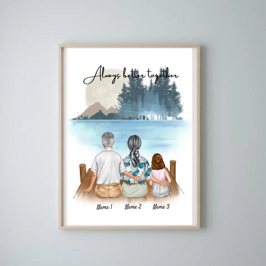 Nonni con nipoti - Poster Personalizzato (Nonna e nonno con un massimo di 2 nipoti)