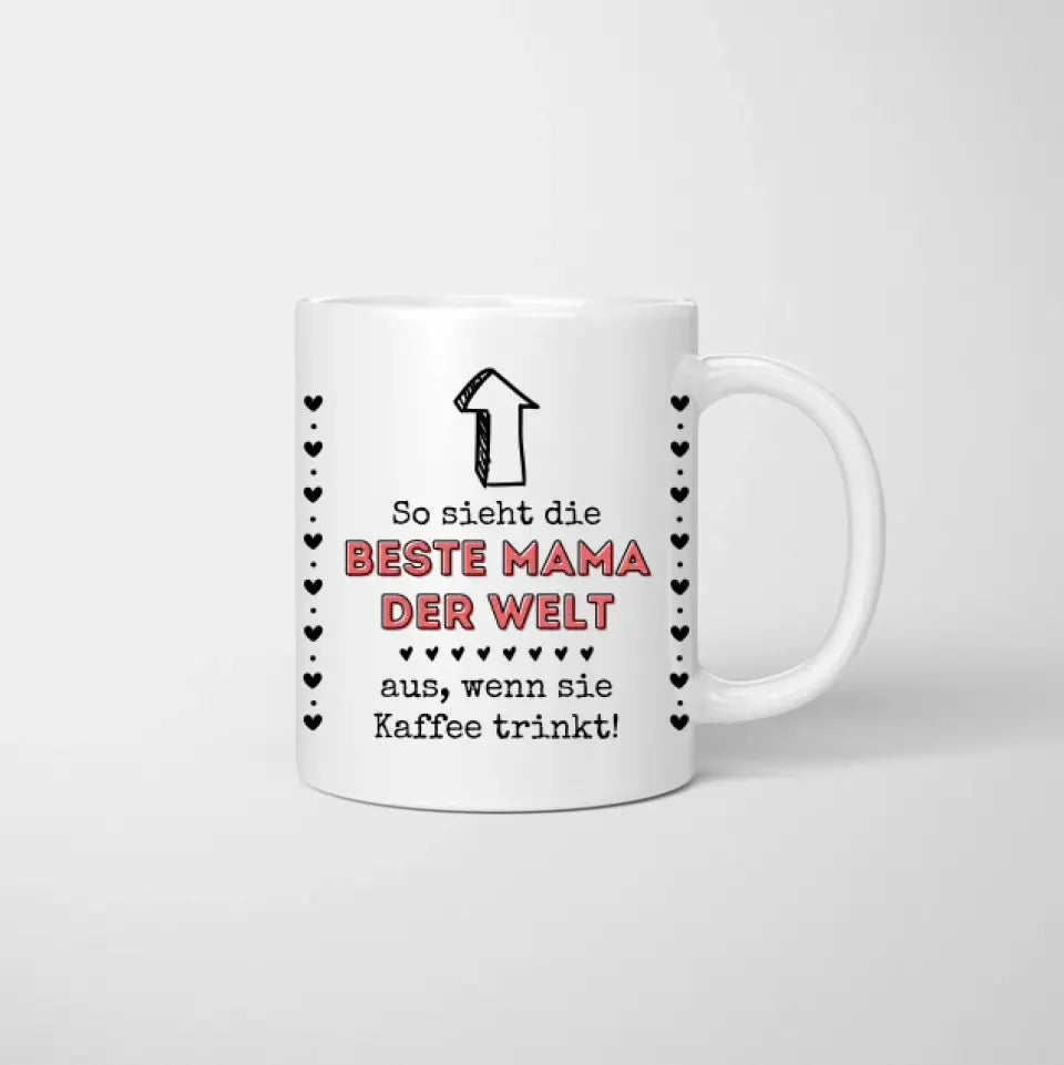 Beste Mama Kaffeetasse - Personalisierte Tasse (Frau mit 1-4 Kinder)