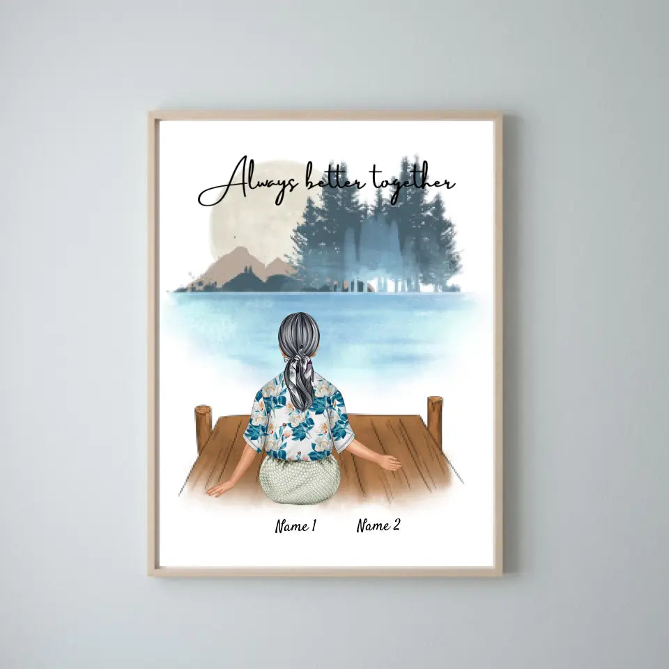 Nonna preferita con i nipoti - Poster Personalizzato (1-2 nipoti)