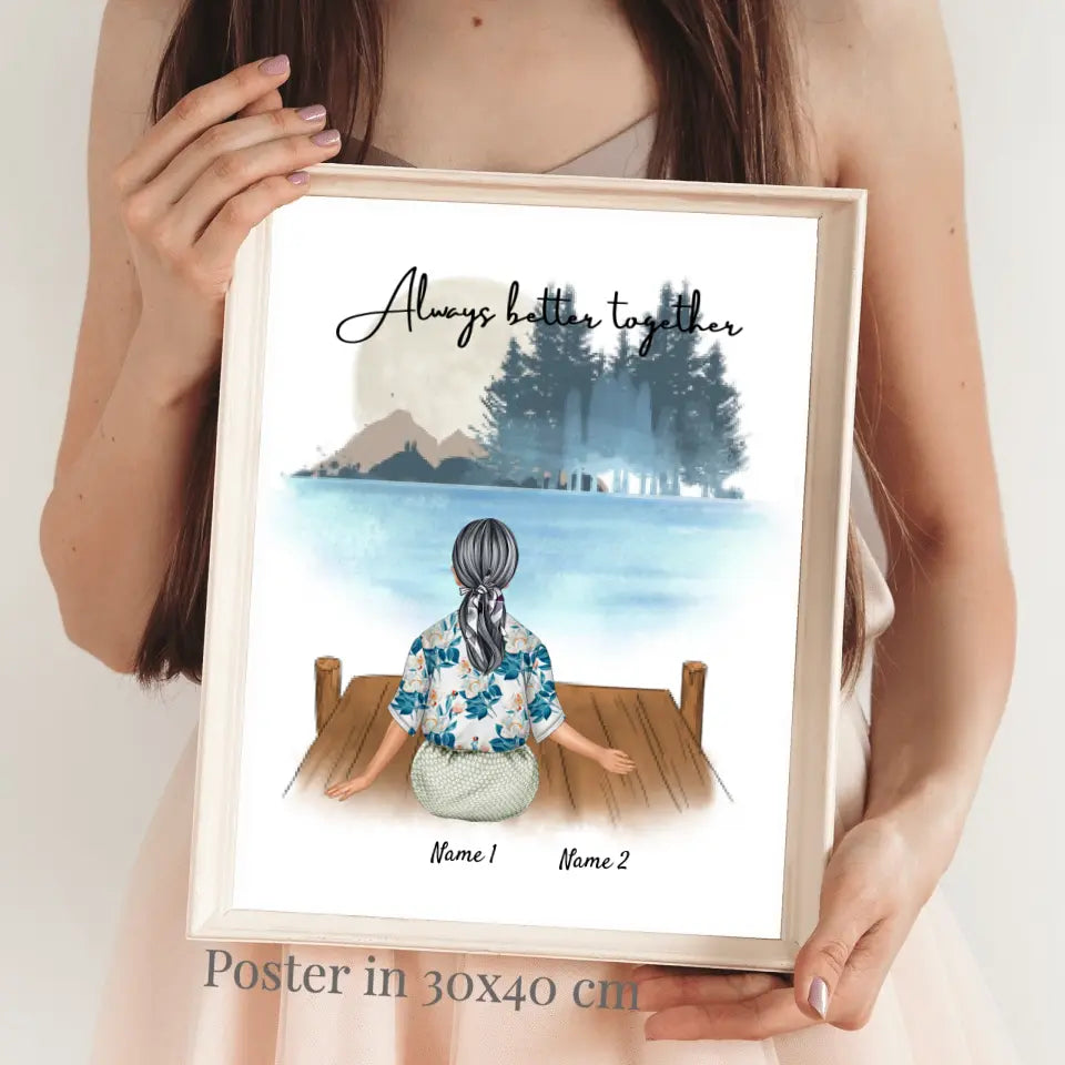 Nonna preferita con i nipoti - Poster Personalizzato (1-2 nipoti)