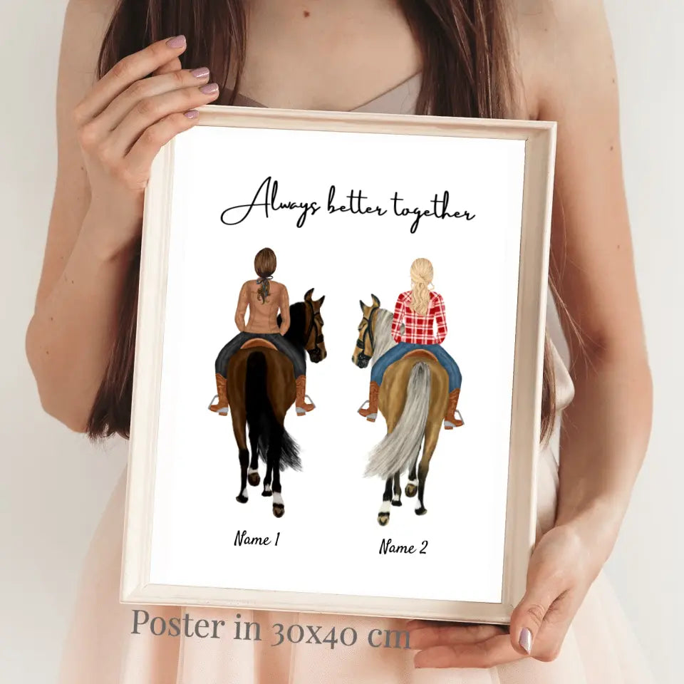 Amanti dei cavalli - Poster Personalizzato per le cavallerizze (1-3 persone)