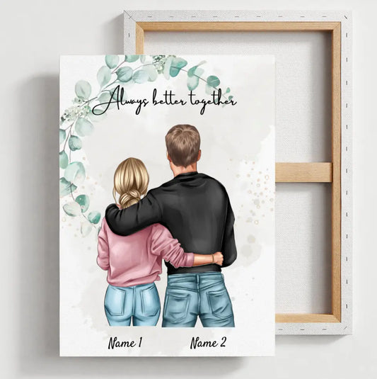 Bestes Pärchen - Personalisierte Leinwand (Frau mit Mann)