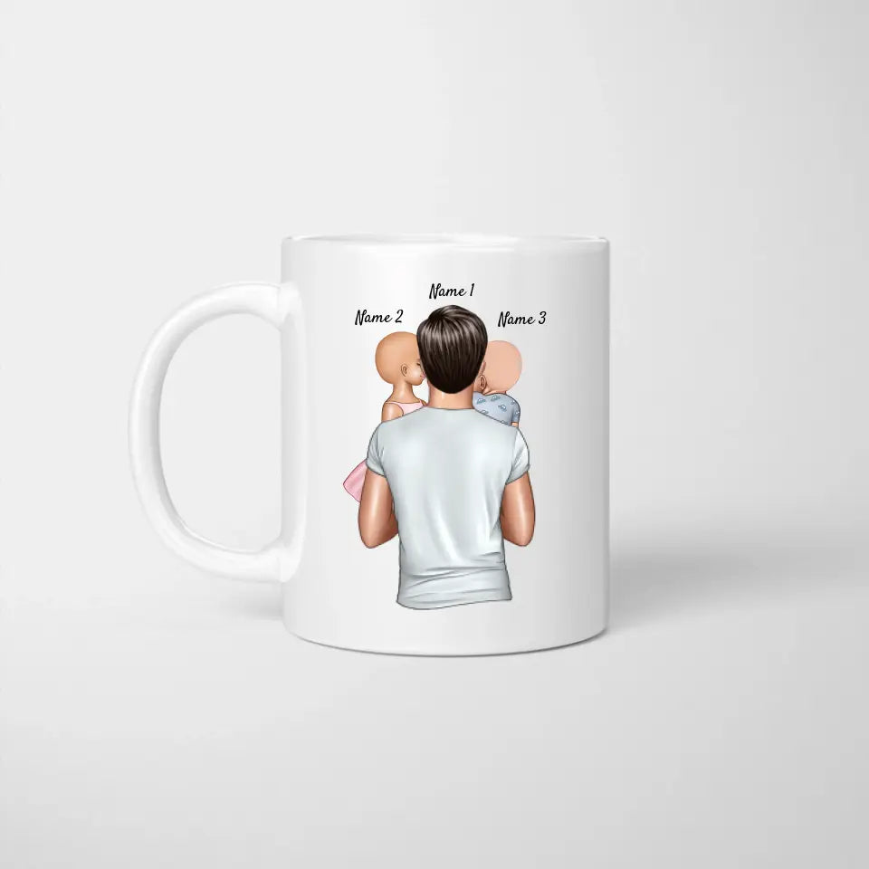 Ich bin Papa und was sind deine Superkräfte? - Personalisierte Tasse für Väter (Vatertag 1-4 Kinder)