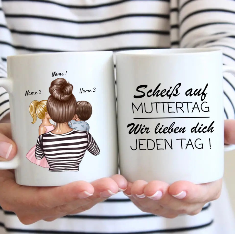 Manche nennen es Chaos, wir nennen es Familie - Personalisierte Familien Tasse (Muttertag, Vatertag mit 1-4 Kinder)