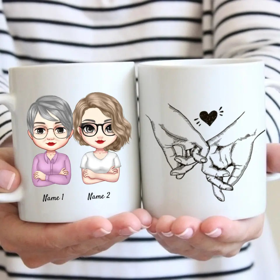 Mamma e figlie Chibi - Tazza personalizzata (2-3 donne)