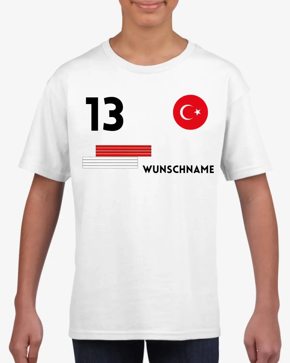 Fußball EM 2024 Türkei Trikot Kinder individuell - Personalisiertes T-Shirt für Kinder (100% Baumwolle)