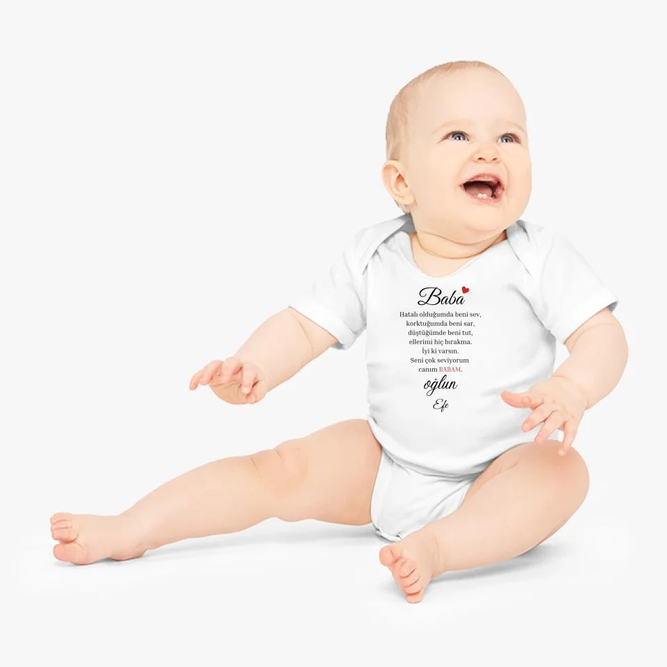 Sevgili baba - Personalisierter Baby-Onesie/ Strampler türkisch, 100% Bio-Baumwolle Baby Body