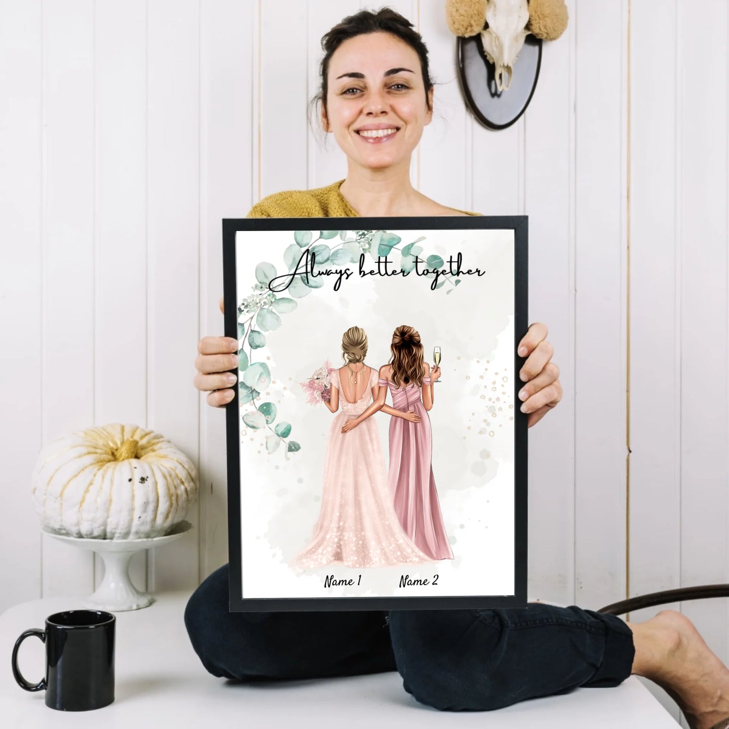 Sposa & damigella d'onore - Poster Personalizzato per il fidanzamento/matrimonio