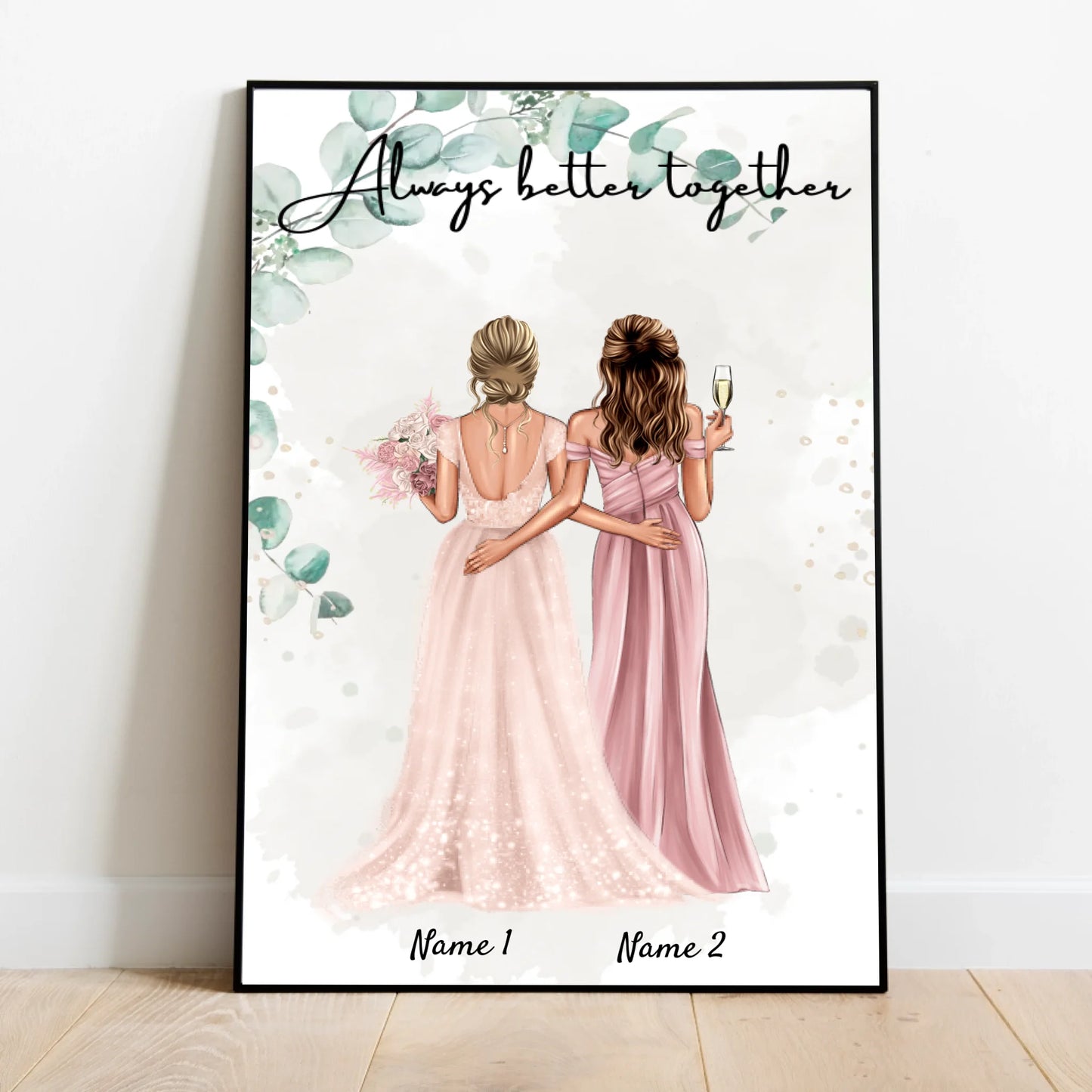 Sposa & damigella d'onore - Poster Personalizzato per il fidanzamento/matrimonio
