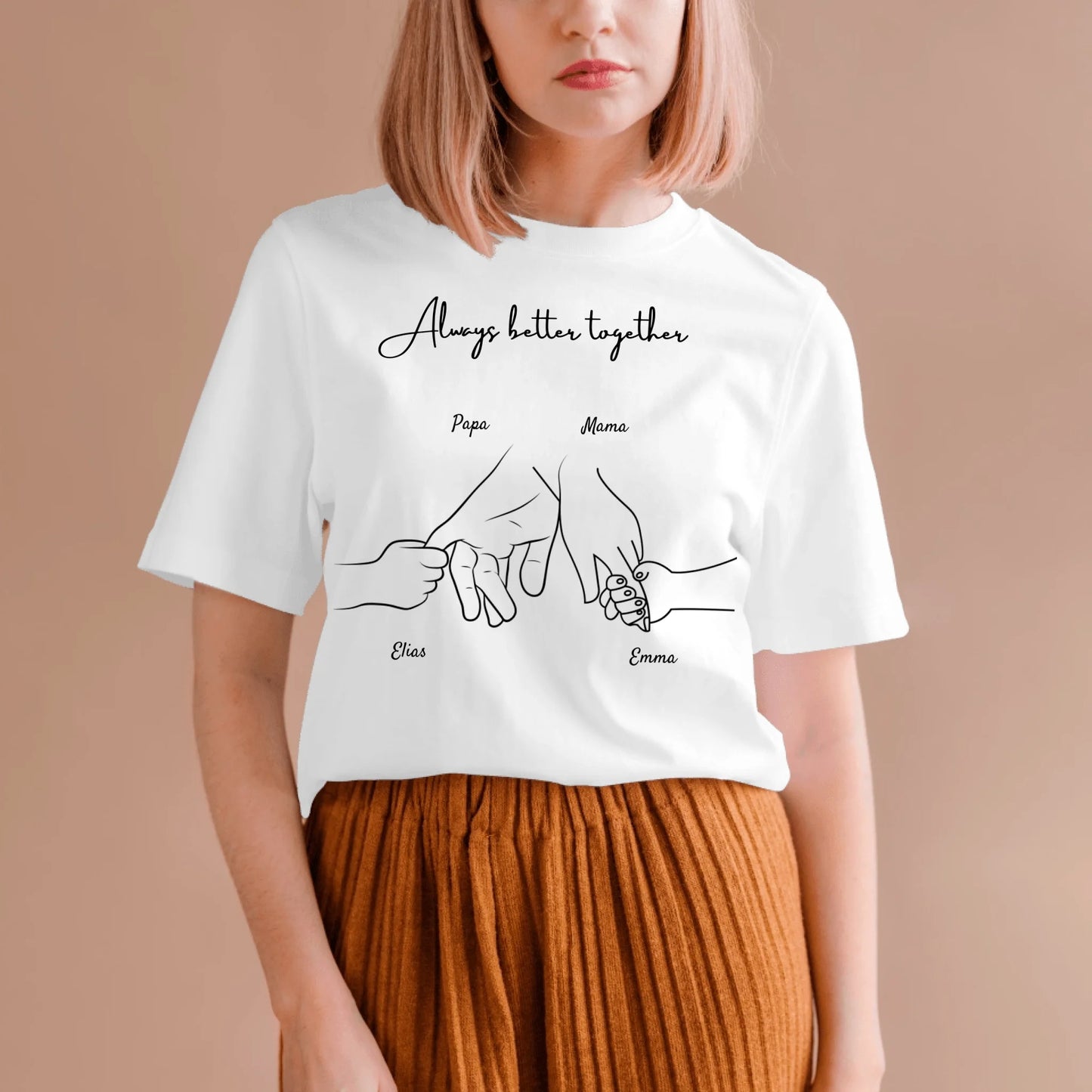 Hand in Hand - Personalisiertes T-Shirt für die ganze Familie (100% Baumwolle, Unisex)