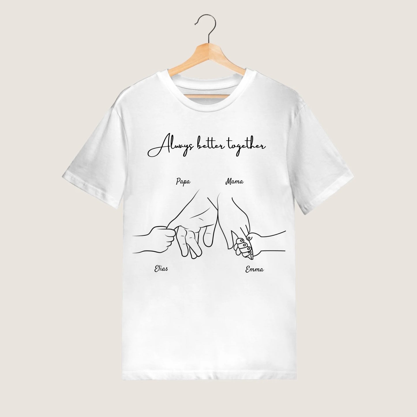Hand in Hand - Personalisiertes T-Shirt für die ganze Familie (100% Baumwolle, Unisex)