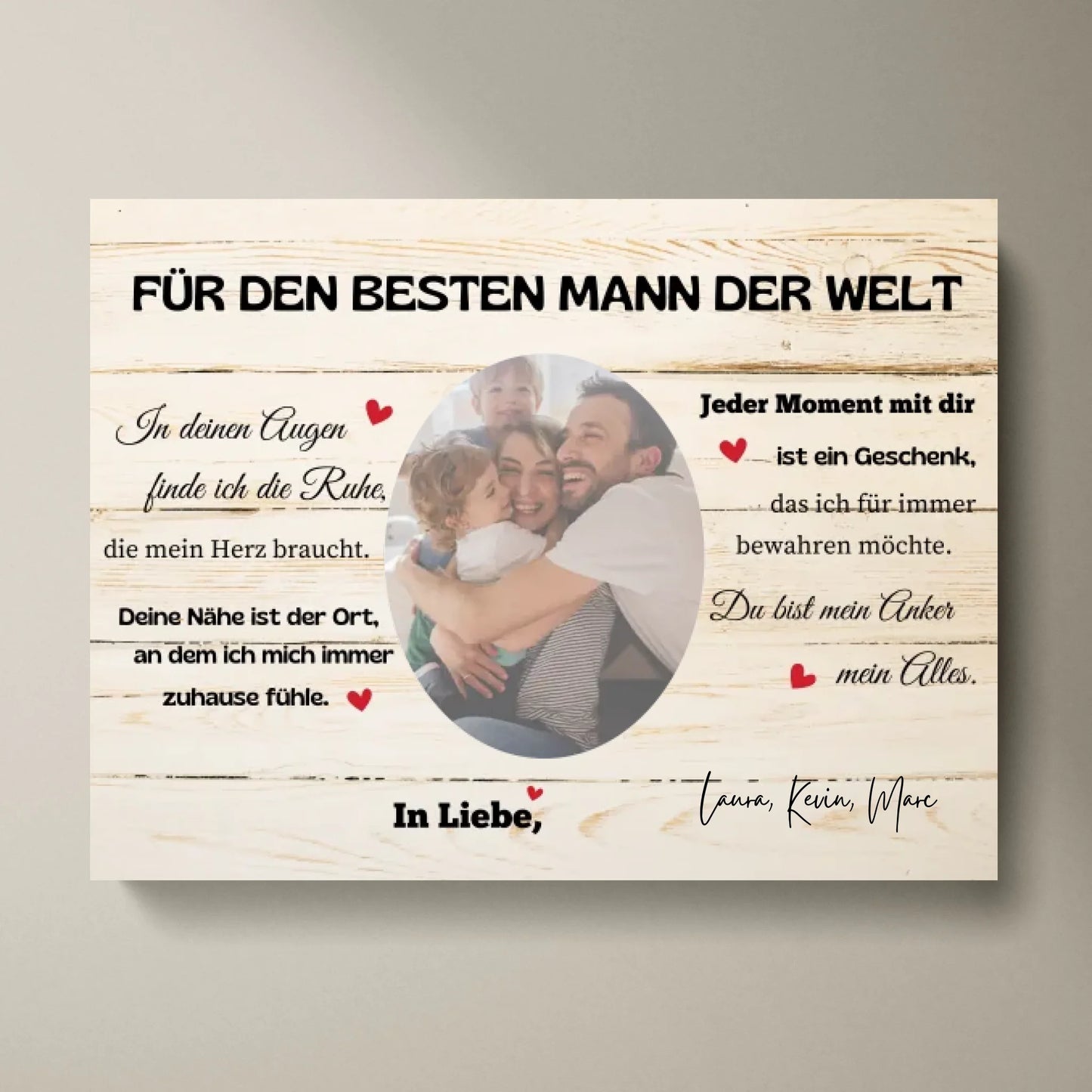 Für den besten Mann der Welt - Personalisierte Foto Leinwand Ehemann