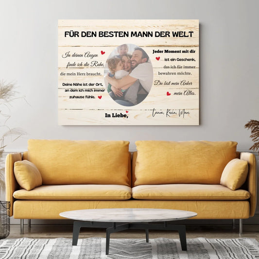 Für den besten Mann der Welt - Personalisierte Foto Leinwand Ehemann