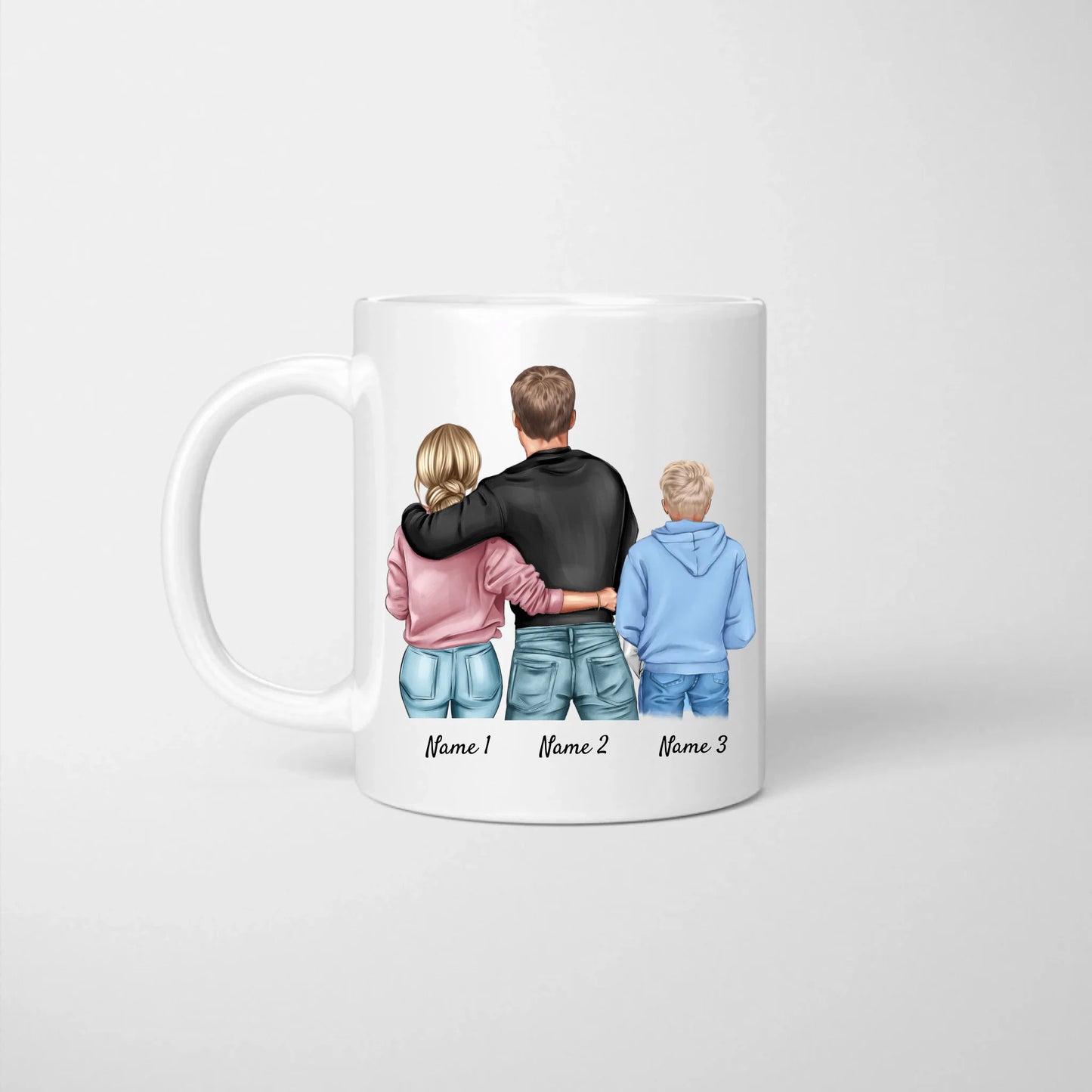 Scheiss auf Muttertag, wir lieben dich jeden Tag - Personalisierte Tasse für Mama (von Papa und Kindern)