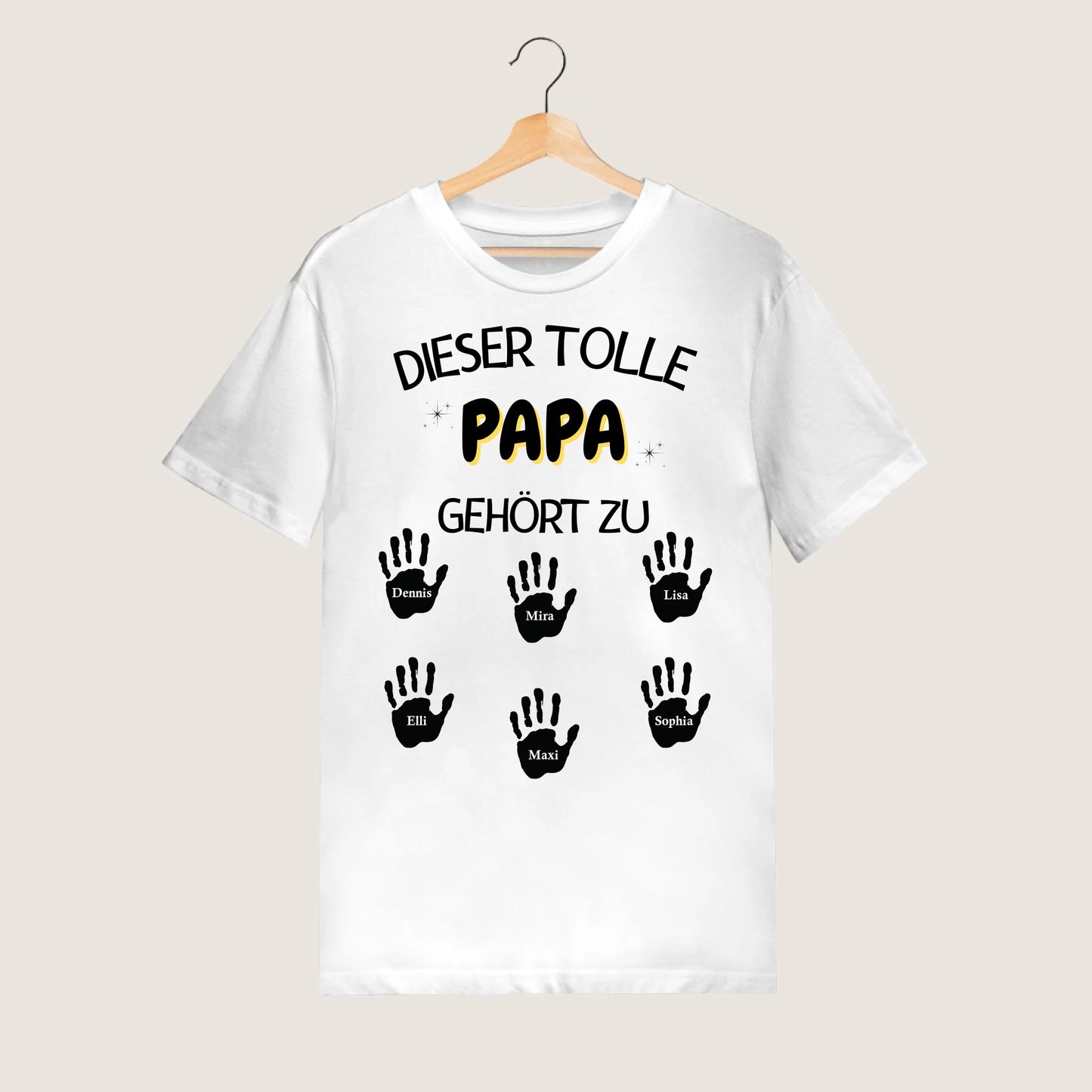 Dieser tolle Papa/Mama gehört zu - Personalisiertes Papa T-Shirt mit Handabdrücken Kinder/ Frau (100% Baumwolle, Unisex)