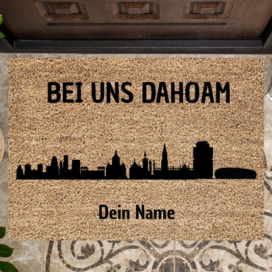 München Skyline, Bei uns dahoam - Personalisierte Fussmatte
