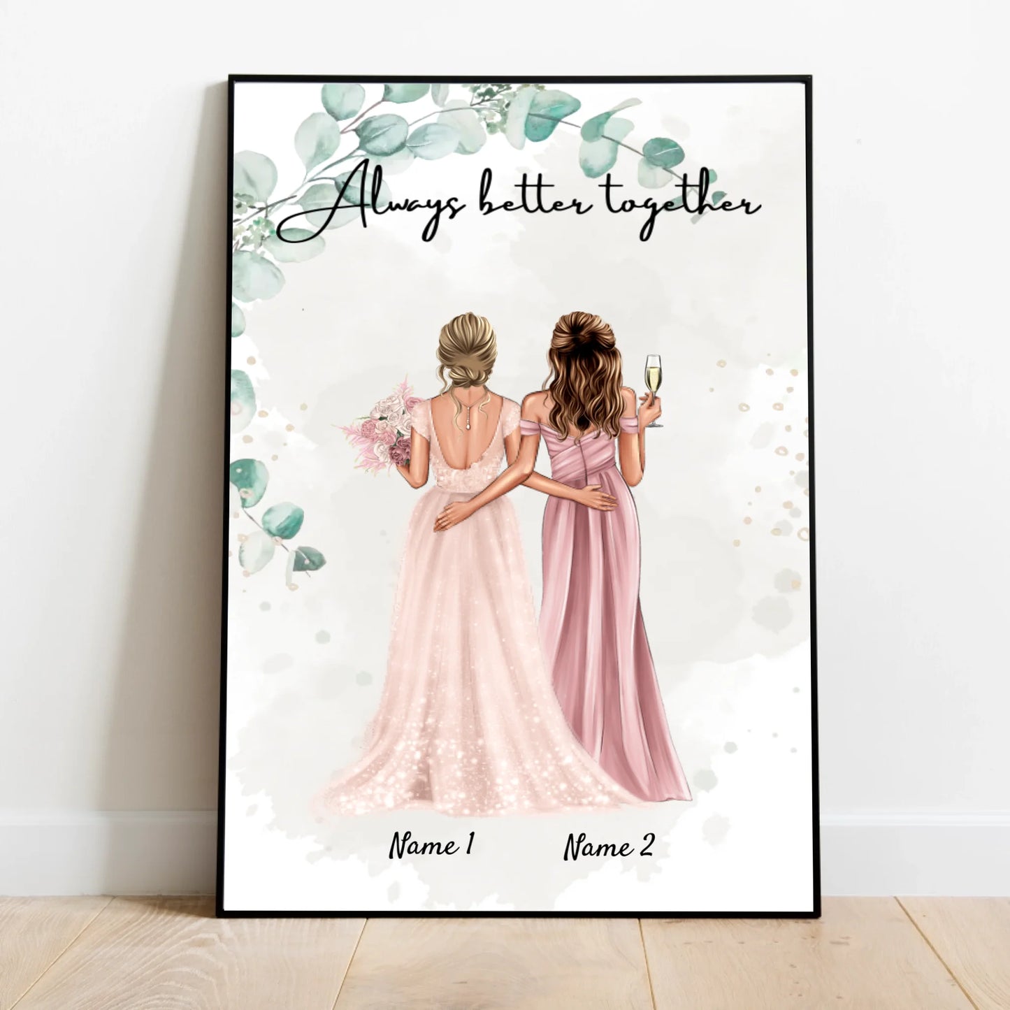 Sposa & damigella d'onore - Poster Personalizzato per il fidanzamento/matrimonio