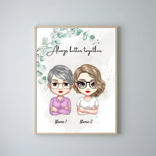 Mamma e figlie Chibi - Poster personalizzato (2-3 donne)