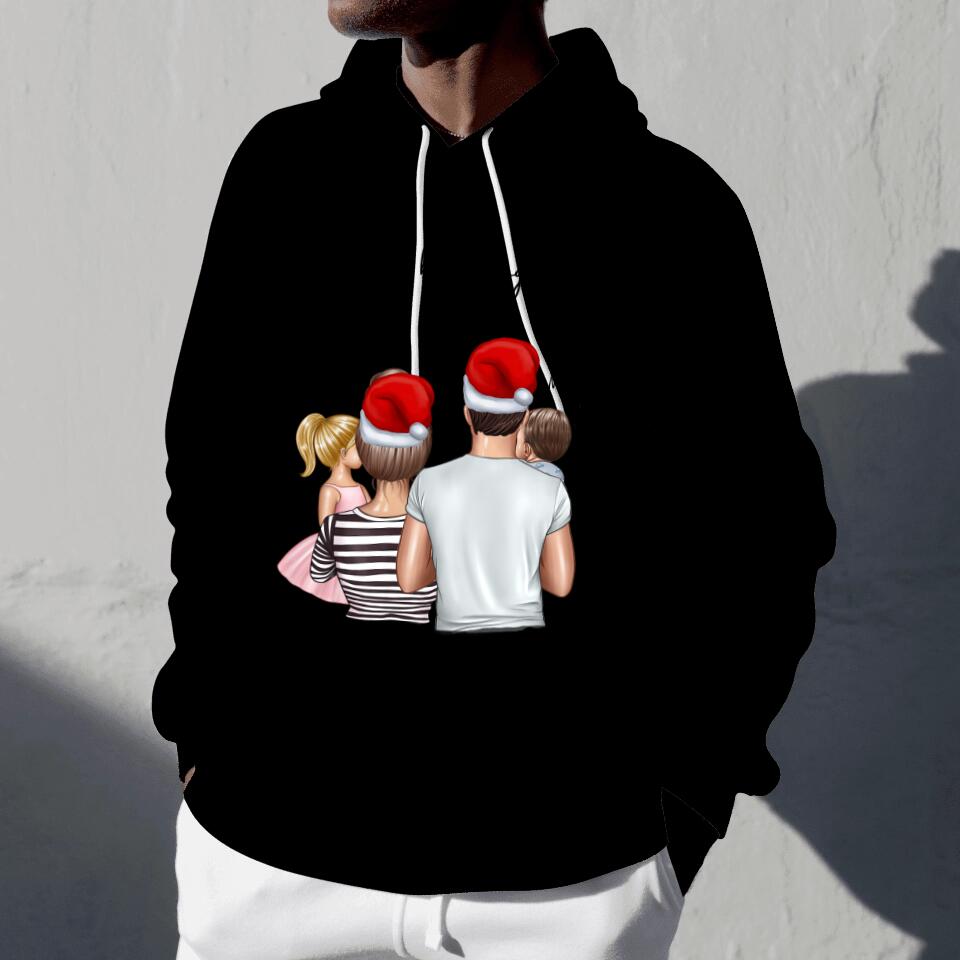Meine Familie Weihnachten - Personalisierter Kapuzen-Pullover Unisex (bis zu 4 Kinder)