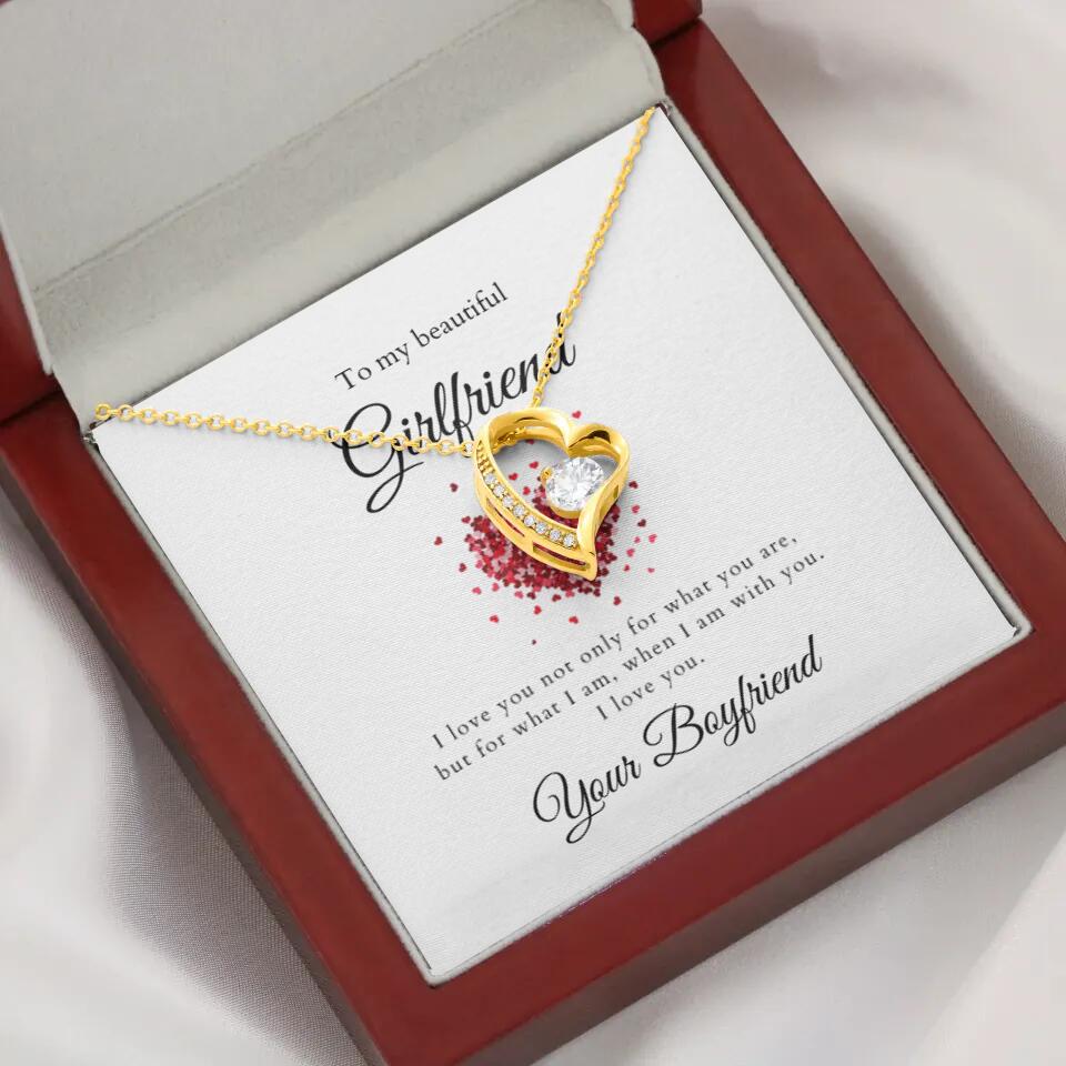 To my beautiful Girlfriend - Halskette mit Herzanhänger & personalisierter Karte