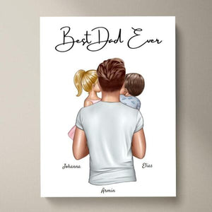 Miglior papà - Poster Personalizzato (Padre con bambini)