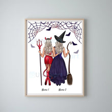 Carica l&#39;immagine nel visualizzatore di Gallery, Beste Hexen Freundinnen - Personalisiertes Poster Halloween (2-3 Personen)
