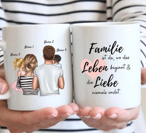 Familie ist da - Personalisierte Tasse (Eltern mit Kinder)