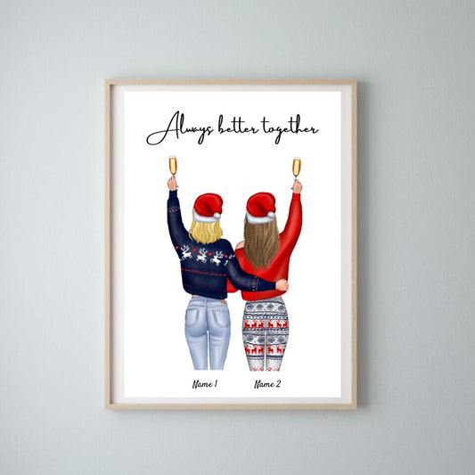 Migliori fidanzate di Natale - Poster Personalizzato (2-4 fidanzate)