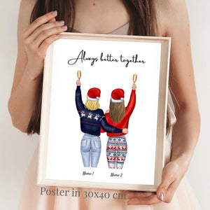Migliori fidanzate di Natale - Poster Personalizzato (2-4 fidanzate)