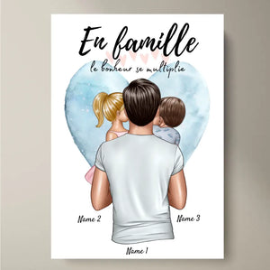 Best Dad, Meilleur papa avec des enfants - Poster Personnalisé (1 ou 4 enfants)