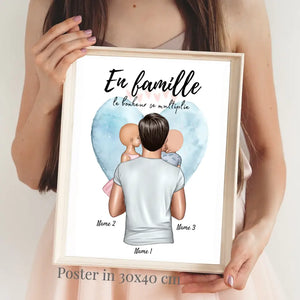 Best Dad, Meilleur papa avec des enfants - Poster Personnalisé (1 ou 4 enfants)