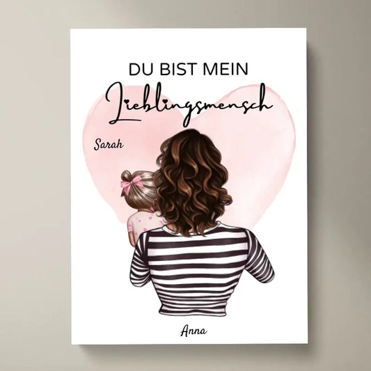 Mama, mein Lieblingsmensch - Personalisierte Leinwand (Mutter mit 1-4 Kindern)