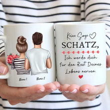 Carica l&#39;immagine nel visualizzatore di Gallery, Für den Rest deines Lebens - Personalisierte Pärchen Tasse mit Blumenstrauß
