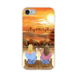 Migliori amiche/sorelle con drink - copertura per telefono cellulare personalizzato (fino a 4 persone)