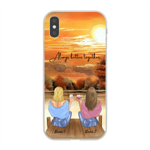 Migliori amiche/sorelle con drink - copertura per telefono cellulare personalizzato (fino a 4 persone)