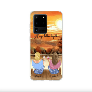 Migliori amiche/sorelle con drink - copertura per telefono cellulare personalizzato (fino a 4 persone)