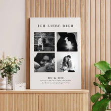 Carica l&#39;immagine nel visualizzatore di Gallery, &quot;Ich liebe dich&quot; Personalisierte Foto-Collage Poster für Pärchen, deinen Partner
