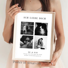 Carica l&#39;immagine nel visualizzatore di Gallery, &quot;Ich liebe dich&quot; Personalisierte Foto-Collage Poster für Pärchen, deinen Partner

