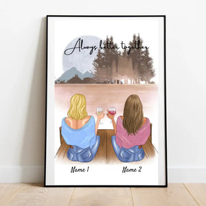Fidanzate/sorelle con un bevanda - Poster Personalizzato (2-4 donne)