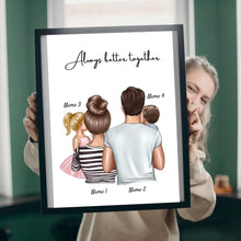Carica l&#39;immagine nel visualizzatore di Gallery, Famiglia felice - Poster Personalizzato (Genitori con 1-4 bambini)
