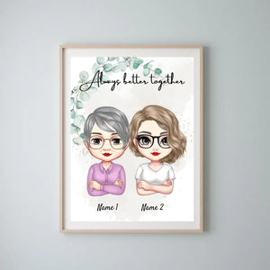 Mamma e figlie Chibi - Poster personalizzato (2-3 donne)