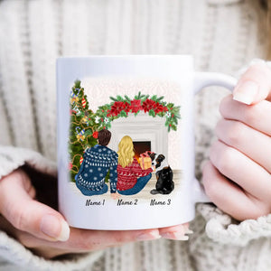 Coppia di Natale con animale domestico - Tazza Personalizzata (Cane & Gatto)