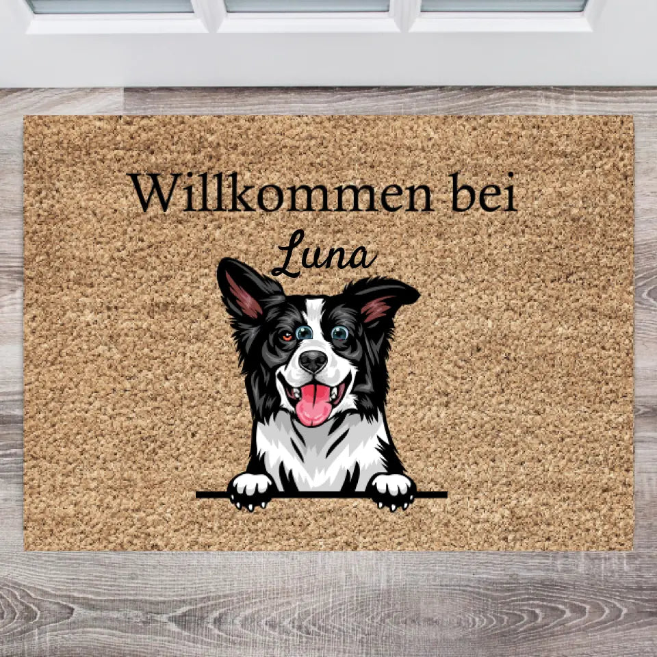 "Hier wohnt" Fußmatte mit Katze personalisiert (1-4 Katzen)