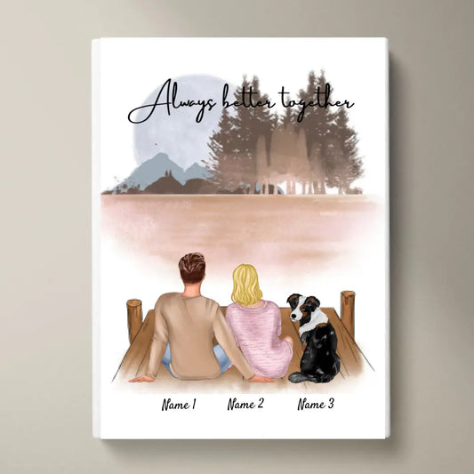 Coppia con animale domestico - Poster Personalizzato (Coppia con cane o gatto)