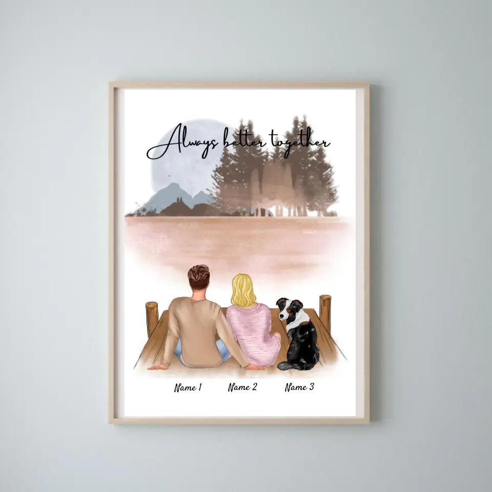 Coppia con animale domestico - Poster Personalizzato (Coppia con cane o gatto)