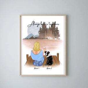 Padrona con animale domestico - Poster Personalizzato (Donna con 1-2 gatti o cani)